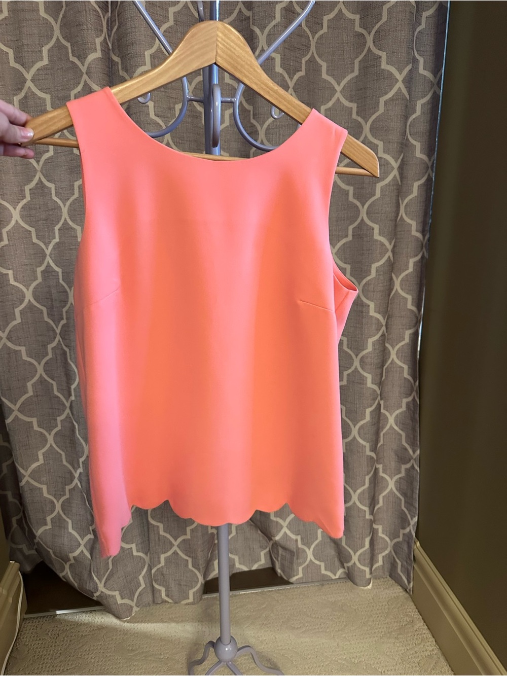 J. Crew Coral Pink Scallop Hem Tank Top